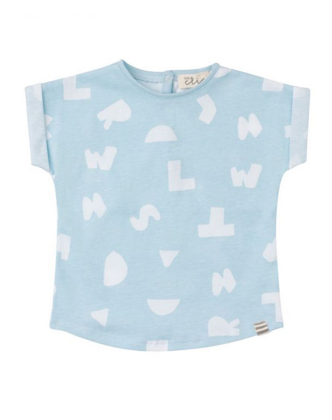 Camiseta manga corta<br>LETRAS TURQUESA