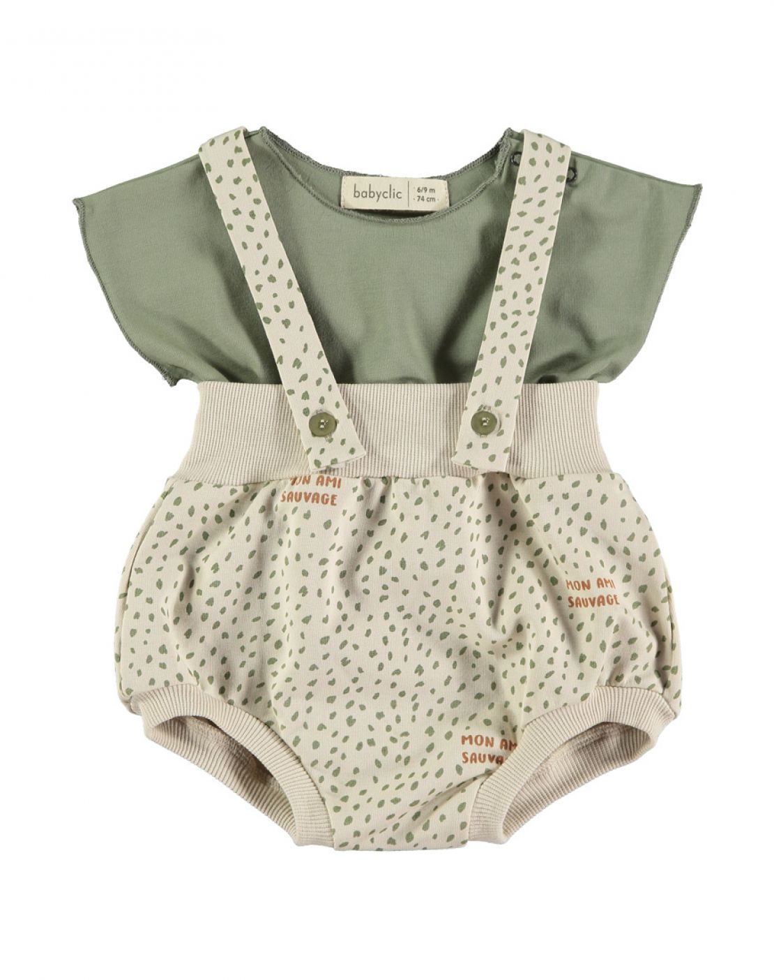 Culotte con tirantes + camiseta<br>SAUVAGE VERDE