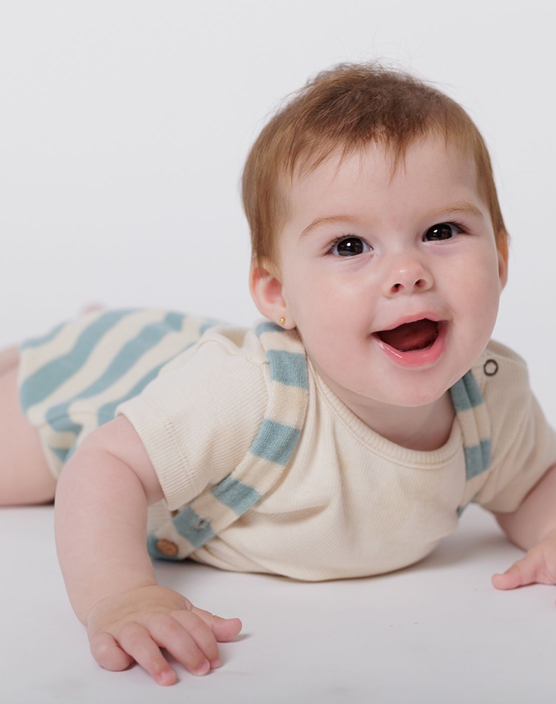 Culotte con tirantes + camiseta<br>Stripes Aqua