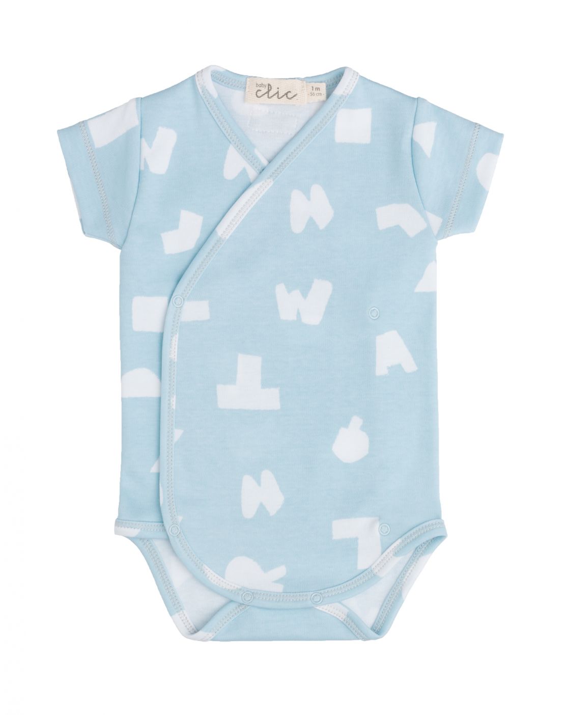 Body cruzado manga corta<br>LETRAS TURQUESA